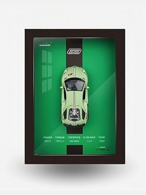 Lamborghini 3D Car Frame Wall Art Wooden Frame With Removable Die-Cast Cars Pull-Back Action Lights And Opening Doors Collectible Display For Car Lovers