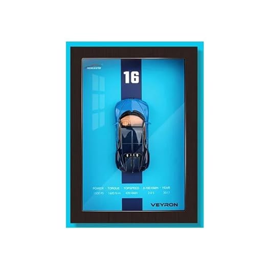 Veyron 1:32 Bugatti Veyron 3D Metal Diecast Sports Car with Wooden Photo Frame | Simulation Racing Model Hanging Wall Art | Collectible Gift for Car Lovers & Friends