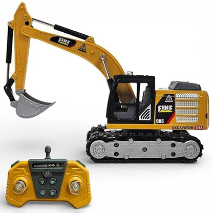 Mini RC Excavator  Vehicle | 1:64 Scale Die-Cast Metal Body | Remote Control
