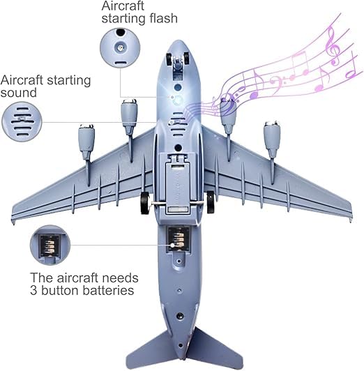 Aircraft Toy - Scale 1:300 Die-Cast Air Force Plane with Light & Sound