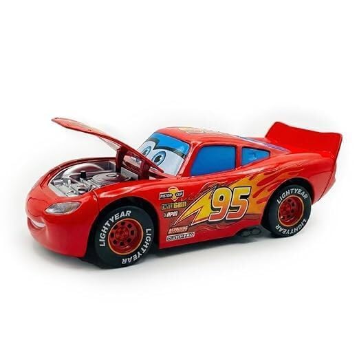 95 Style Diecast Car 1:28 Scale with Opening Hood, Lights & Sound, Pull Back Action Racing Car