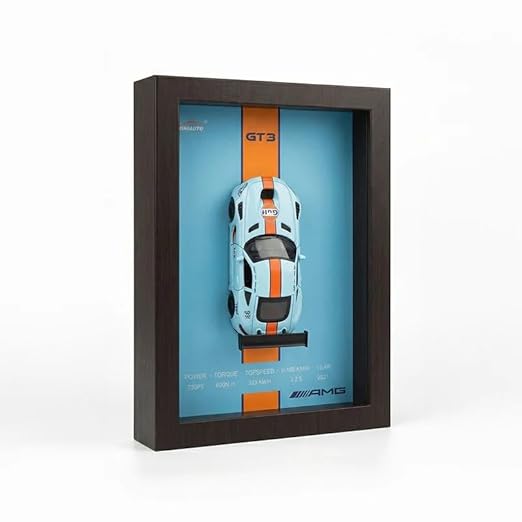 GT3 3D Car Frame Wall Art,  Wooden Display Frame with Removable Die-cast Car