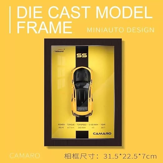 1:32 3D Metal Camaro Diecast Sports Car Model in Wooden