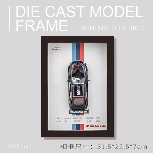 M8 GTE  1:32 3D Photo Frame Alloy Metal Diecast Sports Car Model