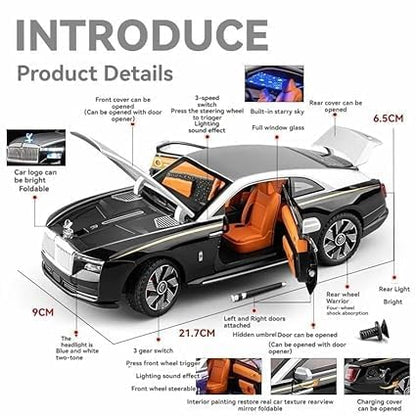 1:24 Rolls-Royce Spectre Luxury Metal Toy Car Big Size Diecast with Openable Doors Light Sound Pull Back