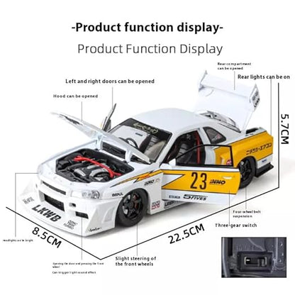 1:24 Nissan Skyline GTR-R34 S15 Diecast Model Metal Pull Back Toy car for Kids (Multicolor, Pack of: 1)