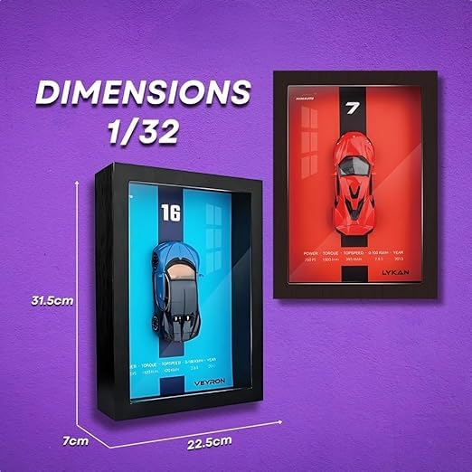 Shelby 1:32 3D Photo Frame Alloy Metal Diecast Sports Car Model Simulation 3D Racing  | Wooden Photo Frame Version 3D Sports Car