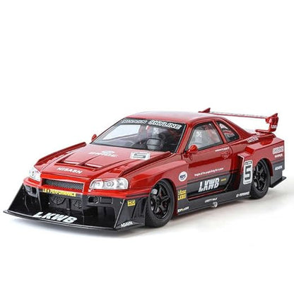 1:24 Nissan Skyline GTR-R34 S15 Diecast Model Metal Pull Back Toy car for Kids (Multicolor, Pack of: 1)
