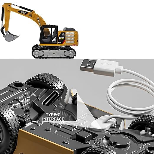Mini RC Excavator  Vehicle | 1:64 Scale Die-Cast Metal Body | Remote Control