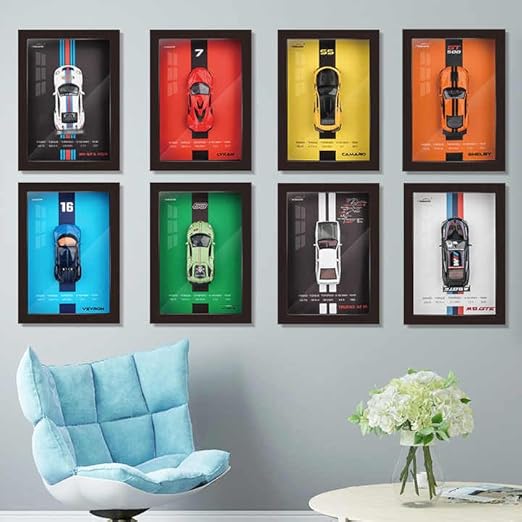 Shelby 1:32 3D Photo Frame Alloy Metal Diecast Sports Car Model Simulation 3D Racing  | Wooden Photo Frame Version 3D Sports Car