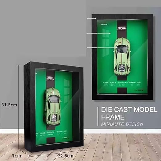 Lamborghini 3D Car Frame Wall Art Wooden Frame With Removable Die-Cast Cars Pull-Back Action Lights And Opening Doors Collectible Display For Car Lovers