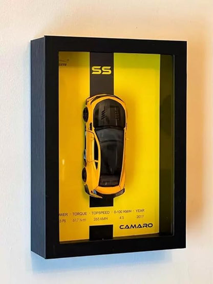 1:32 3D Metal Camaro Diecast Sports Car Model in Wooden