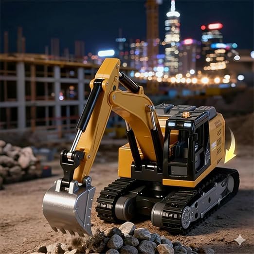Mini RC Excavator  Vehicle | 1:64 Scale Die-Cast Metal Body | Remote Control