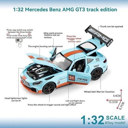 GT3 3D Car Frame Wall Art,  Wooden Display Frame with Removable Die-cast Car