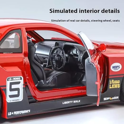 1:24 Nissan Skyline GTR-R34 S15 Diecast Model Metal Pull Back Toy car for Kids (Multicolor, Pack of: 1)