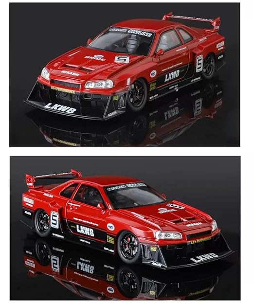 1:24 Nissan Skyline GTR-R34 S15 Diecast Model Metal Pull Back Toy car for Kids (Multicolor, Pack of: 1)