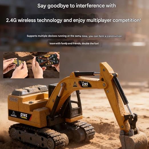 Mini RC Excavator  Vehicle | 1:64 Scale Die-Cast Metal Body | Remote Control