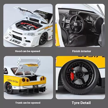 1:24 Nissan Skyline GTR-R34 S15 Diecast Model Metal Pull Back Toy car for Kids (Multicolor, Pack of: 1)