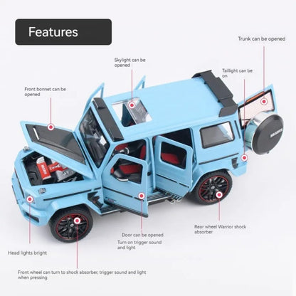1:24 Mercedes Benz BRABUS G800 High Simulation Diecast Metal Alloy Model car Sound Light Pull Back Collection