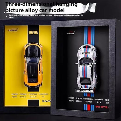 1:32 3D Metal Camaro Diecast Sports Car Model in Wooden