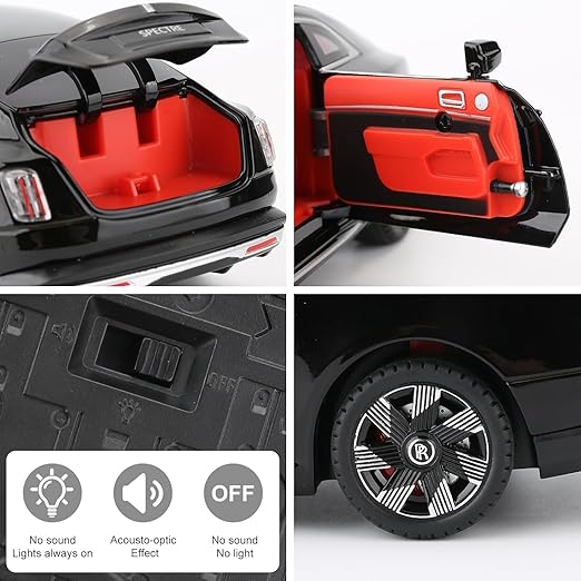 1:24 Rolls-Royce Spectre Luxury Metal Toy Car Big Size Diecast with Openable Doors Light Sound Pull Back