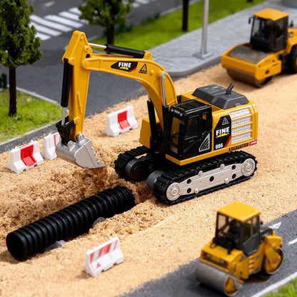Mini RC Excavator  Vehicle | 1:64 Scale Die-Cast Metal Body | Remote Control