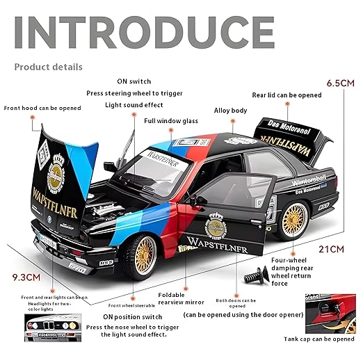 BMW M3 1988 E30 DTM Flower Edition 1:24 Diecast Metal Car