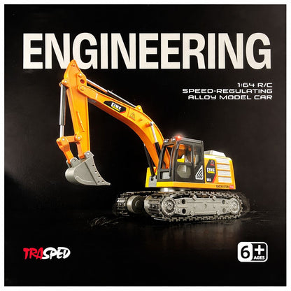 Mini RC Excavator  Vehicle | 1:64 Scale Die-Cast Metal Body | Remote Control