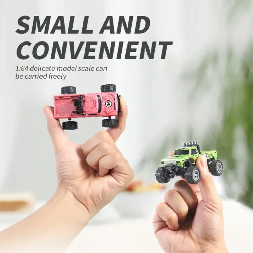 Pocket 1:64 Scale Metal RC Truck. Mini High-Speed Remote Control Rampage